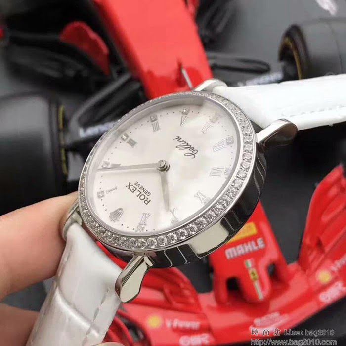 ROLEX勞力士 切利尼女款 全自動機械 藍寶仿刮鏡面 小牛皮錶帶 深度防水 女士腕表  wssb4214